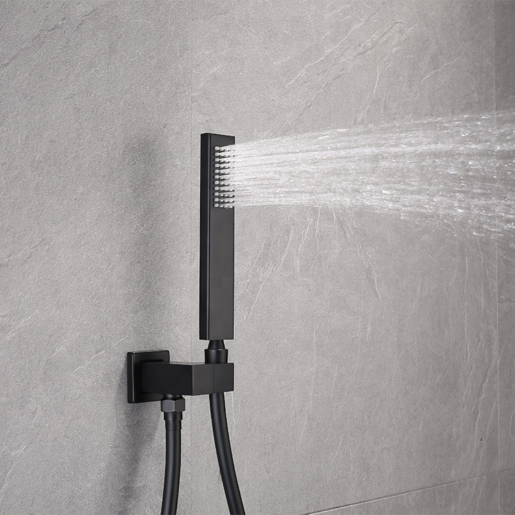 In Wall Mounted Shower Set Brass Concealed Shower Faucet Matt Black Bathroom Shower Mixer Set