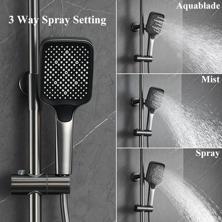 Rainfall LED Thermostatic Bathroom Shower Set Luxury Copper Wall Mounted Shower Mixer Set