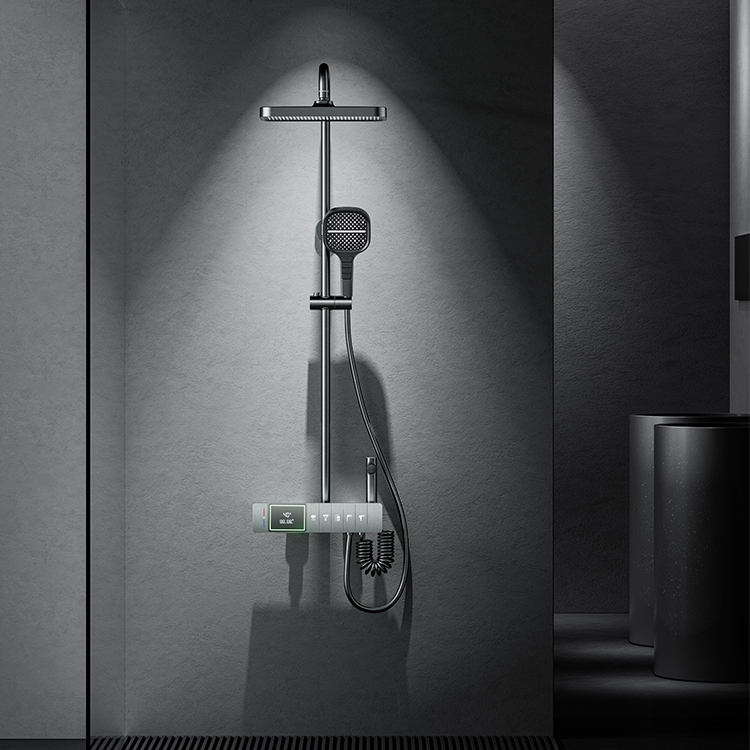 New Design Music Box Bathroom Shower Set Digital Exposed Rainfall Thermostatic Piano Shower Mixer Set