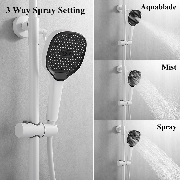Best Selling White Thermostatic Bathroom Shower Mixer Set Brass Rainfall Hot and Cold Water Wall Mounted Shower Set