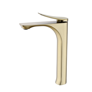 Cold Hot Brushed Gold Basin Faucet Single Handle Brass Bathroom Bath Taps Faucets 