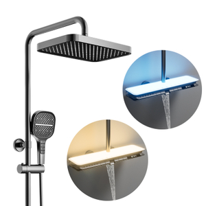 Tiktok Trend Thermostatic Exposed Rainfall LED Bathroom Shower Set Digital Display Shower Mixer Set