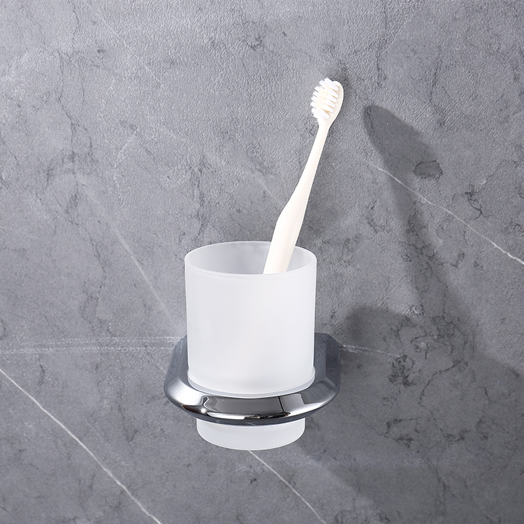 Wall Mounted Chrome Single Cup Holder Bathroom Zinc Alloy Concealed Glass Single Tumbler Holder 