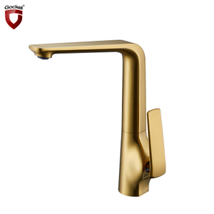 Luxury Brushed Gold Single Lever Deck Mounded Basin Mixer Kitchen Faucet