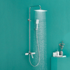 Rainfall Chrome Exposed Bathroom Shower Mixer Set Modern Brass Wall Mounted Copper