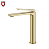 Brass Brushed Gold Bathroom Basin Faucet Factory Price Single Handle Square Waterfall Taps