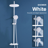 New Design Brass Bathroom Shower Faucet Set White Hot and Cold Water Rainfall Exposed Thermostatic Shower Set