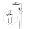 Guangdong Factory Copper Square Single Handle Wall Mounted Exposed Bathroom Rain Shower Set