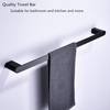 Modern Hotel Bathroom Matte Black Stainless Steel Single Towel Bar