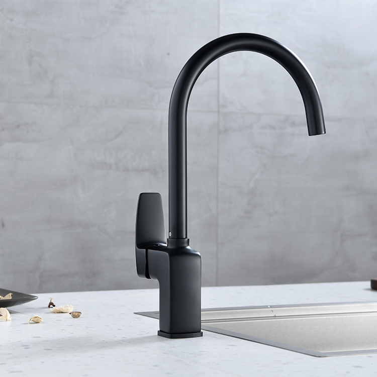 New Style Matt Black Kitchen Faucet Single Lever Single Handle Deck Mounted Hot and Cold Water Bar Sink Mixer Tap 
