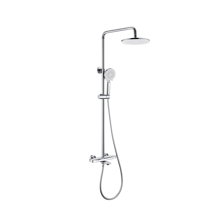 High Quality Chrome Exposed Bathroom Shower Set Modern Brass Hot and Cold Water Wall Mounted 