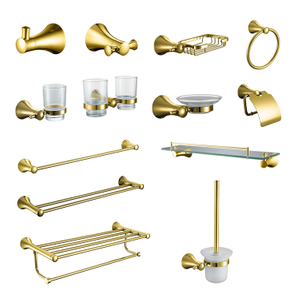 Luxury Gold Wall Mounted Bathroom Accessories Set Brass Bath Fittings Vanity Bathroom Hardware 