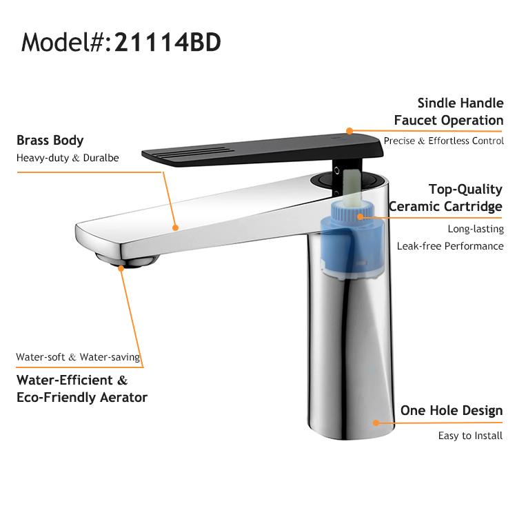 New Design Brass Single Handle Deck Mounted Wash Mixer Tap Bathroom Basin Faucet 