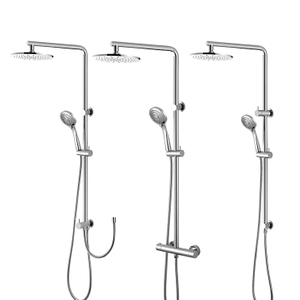 New Design Hot And Cold Water Wall Mounted Chrome Exposed Bathroom Rain Shower Set