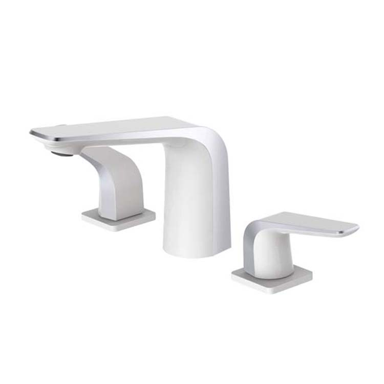 White Chrome Dual Handle Hot and Cold Water Basin Mixer Bathroom Basin Faucet Taps