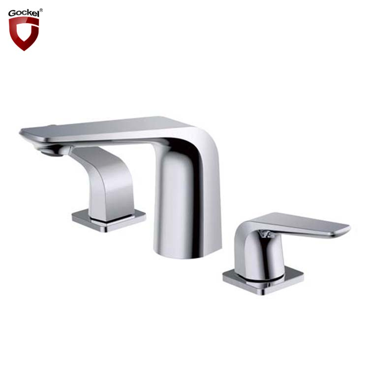 China Factory Brass Hot and Cold Water Double Handle 3 Holes Chrome Bathroom Sink Tap Basin Mixer Faucet