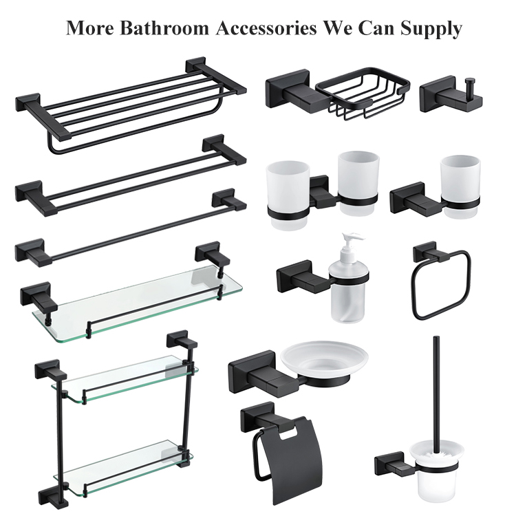 High Quality Hotel Bathroom Accessories Black Towel Shelf Holder Brass Wall Mounted Towel Rack