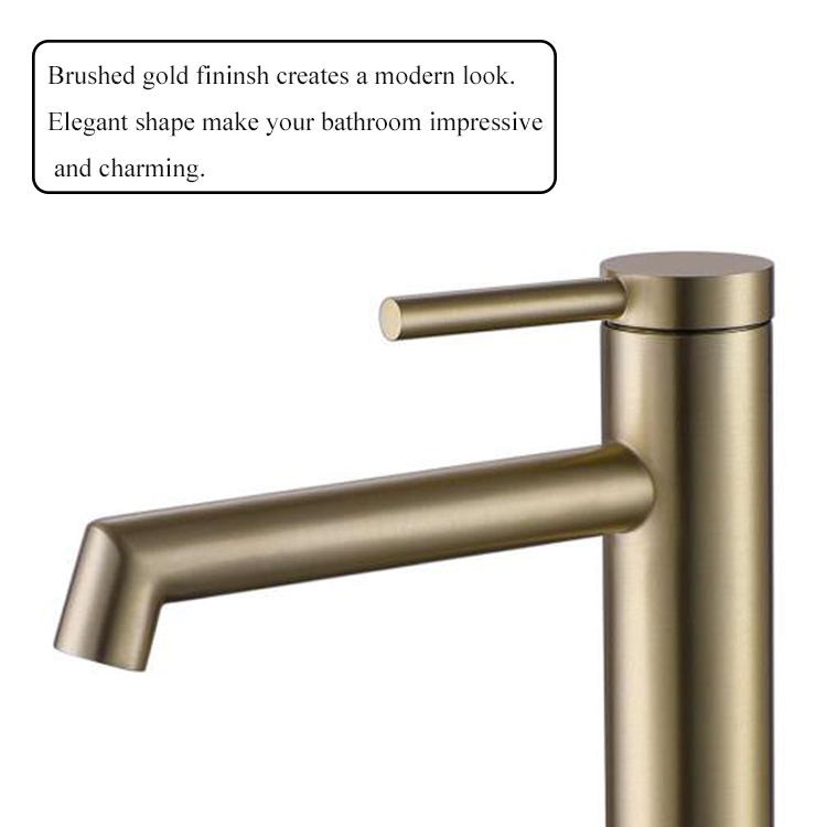 ISO9001 Gold Single Lever Single Handle Bathroom Basin Faucet Hand Wash Mixer Tap 