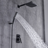High Quality Chrome And Black In-wall Mounted Bathroom Shower Set Rain Shower Mixer With Hand Shower