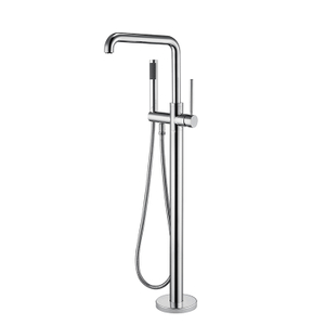 Hot and Cold Water Brass Chrome Freestanding Tub Faucet Filler Shower Bathtub Mixer