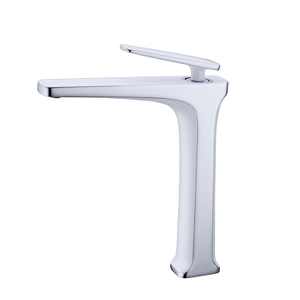 Modern Single Lever White And Chrome Brass Tall Body Bathroom Basin Sink Faucet Water Tap