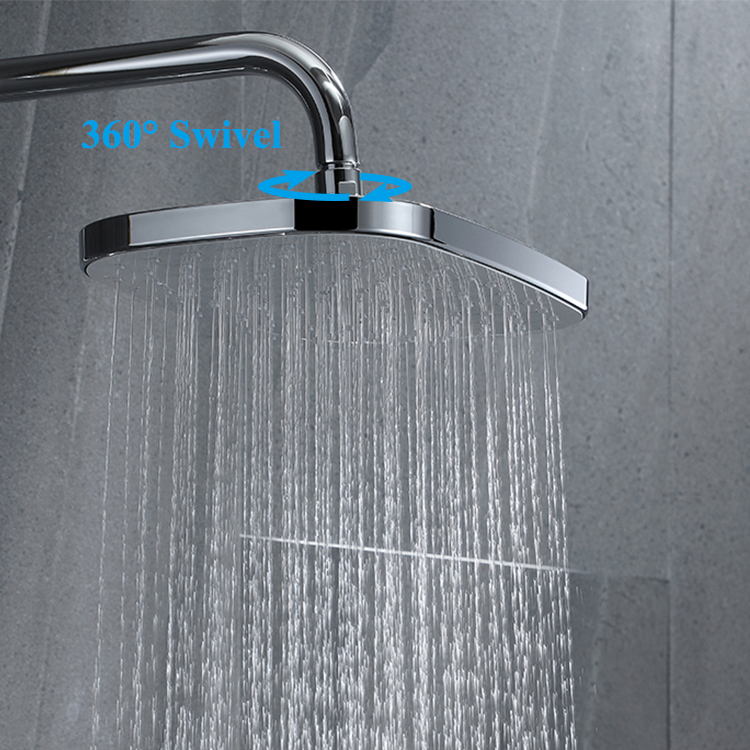 High-end Rain Bathroom Chrome Shower Faucet Set with ABS Three Function Hand Shower Mixer