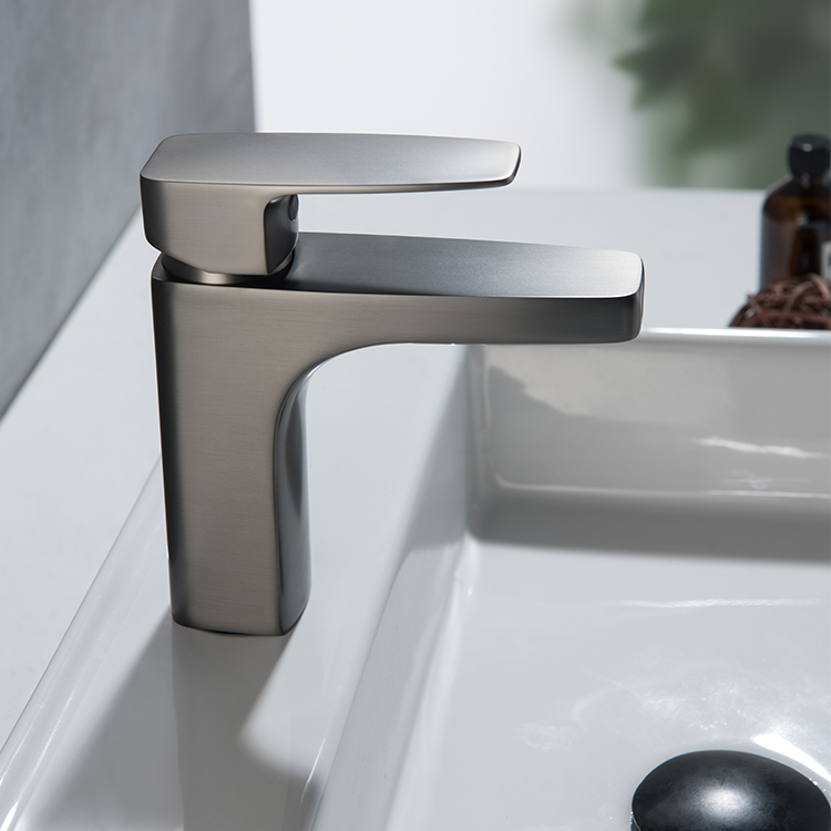 Deck Mounted Single Handle Bathroom Basin Faucet One Hole Gun Gray Sink Mixer Tap OEM And ODM Factory Manufacturer 