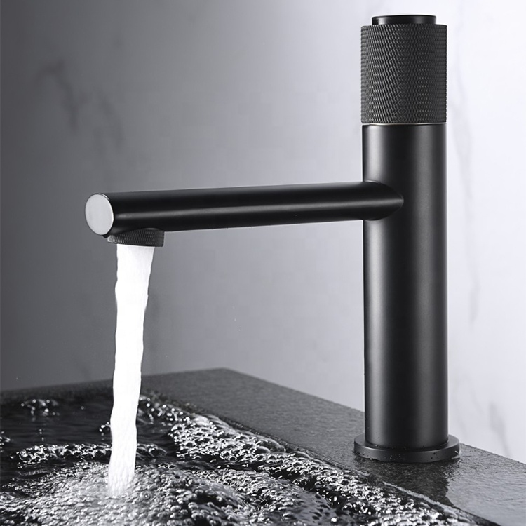 High Quality Copper Black Deck Mounted Hot And Cold Water Basin Faucet Bathroom Sink Mixer Tap