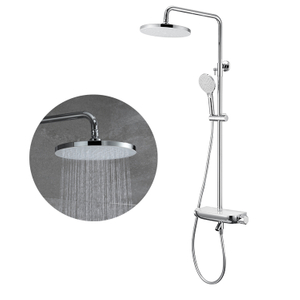 Copper Chrome Column System Rain Bathroom Thermostatic Exposed Shower Set with Handheld Shower