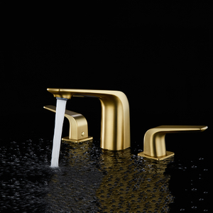 2021 Modern Dual Handle Deck Mounted 8" Widespread Brushed Gold Basin Mixer Tap Bathroom Faucet