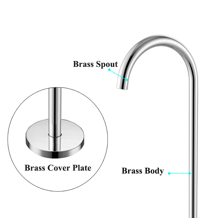 Chrome Brass Freestanding Tub Faucet Bathtub Filler Floor Standing Bathtub Faucet