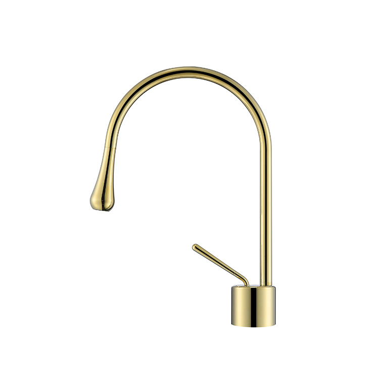 OEM and ODM Zirconium Gold Drop Water Bathroom Faucet Hot and Cold Sink Mixer Tap 