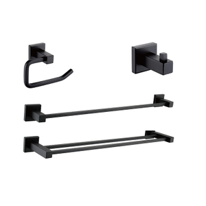 Wholesale High Quality SUS 304 Stainless Steel Four Piece Matte Black Wall Mounted Bathroom Accessories Set
