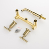European Style Brushed Gold Wall Mount 3 Hole Dual Handle 8'' Widespread Mixer Tap Bathroom Sink Faucet