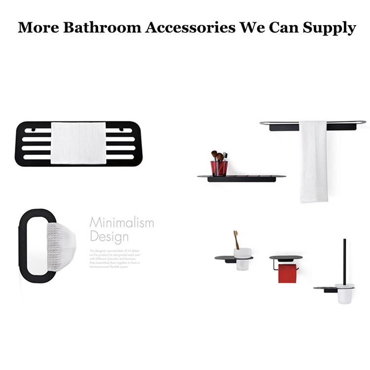 Bathroom Accessories Stainless Steel Black Wall Mounted Single Towel Rail Single Towel Bar