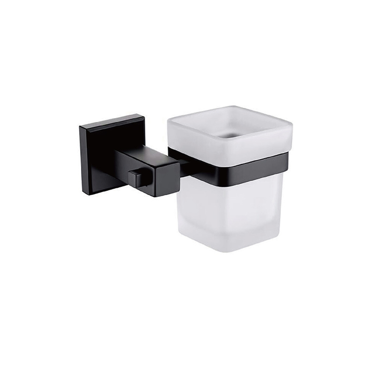 Sanitary Ware Matte Black Wall Mounted Single Cup Holder Bathroom Accessories 