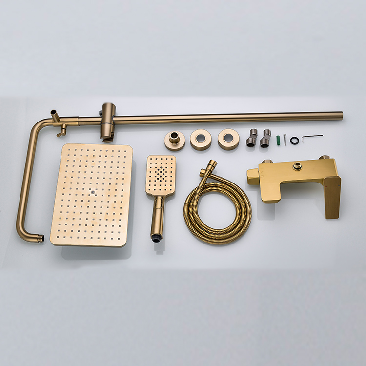 2021 Aamzon Hot Sale Brushed Gold Wall Mounted Shower Set With Hand Shower for Bathroom