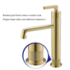 Guangdong Supplier Brushed Gold Single Handle Wash Basin Brass Faucet Bathroom Tap