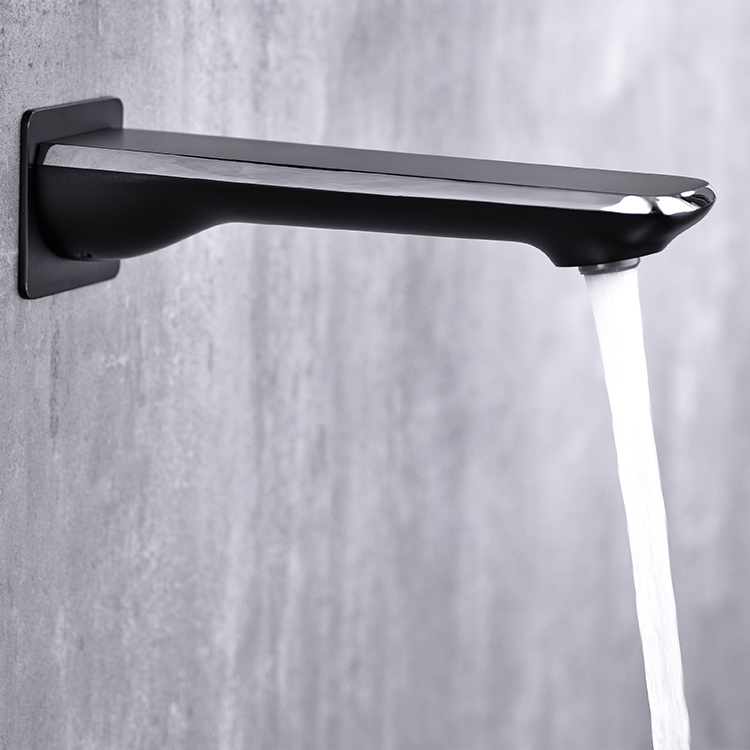 Modern Chrome and Black Faucet Spout Shower Faucet Accessory Water Brass Faucet Spout Filler Wall Mounted Bathtub Shower Mixer