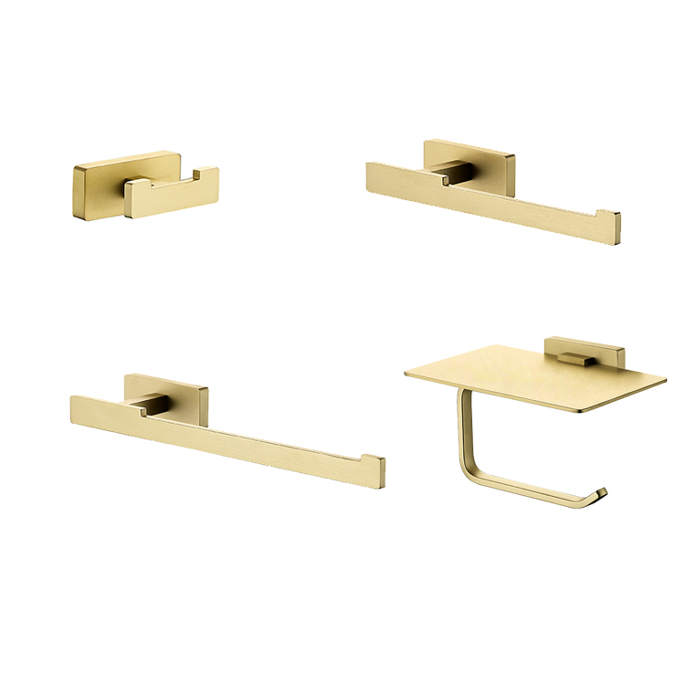 Luxury Wall Mounted Vanity Brass Bath Fittings Hardware Brushed Gold Bathroom Accessories Set