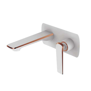 Wholesale White Rose Gold Wall Basin Faucet Hot And Cold Water Brass Wall Mounted Bathroom Sink Taps