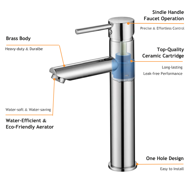 High Standard Chrome Bathroom Vanity Mixer Taps Grifo De Lavabo Single Lever Lavatory Basin Mixer Faucets 