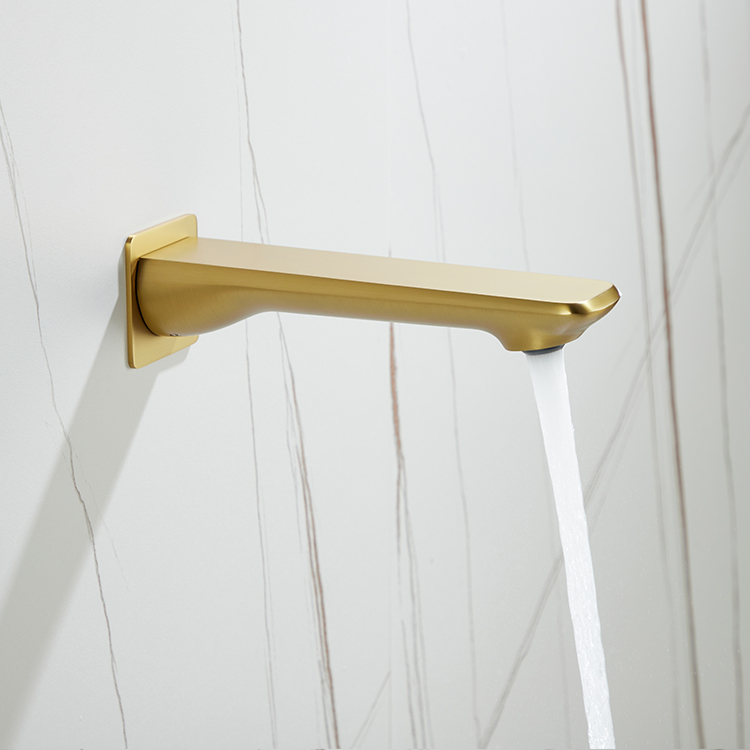 Commercial Brass Brushed Gold Bathtub Faucet Spout Wall Mounted Bathroom Bath Spout Filler