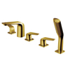 Kaiping Gockel 5 Holes Titanium Gold Copper 3 Handle Bathtub Deck Mounted Bath Tub Faucet Set