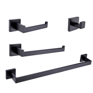Square Bathroom Accessories Sets Wall Mounted Stainless Steel 304 Matte Black Bathroom Accessory