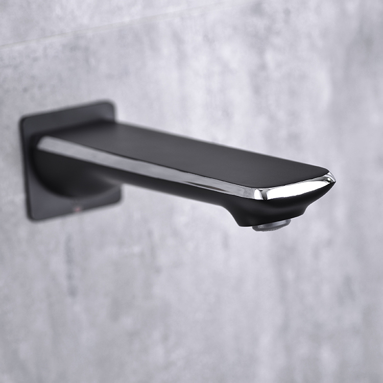 Modern Chrome and Black Faucet Spout Shower Faucet Accessory Water Brass Faucet Spout Filler Wall Mounted Bathtub Shower Mixer