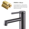 High-End AU Watermark Gun Grey Brass Hot And Cold Water Single Handle Bathroom Basin Tap