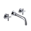 Double Handles Bathroom Basin Faucet Luxury In-Wall Mounted 3 Hole Widespread Brass Sink Faucet