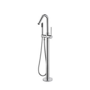 Elegant Design Solid Brass Chrome Freestanding Bathtub Faucet Floor Stand Bath Tub Faucets With Hand Shower