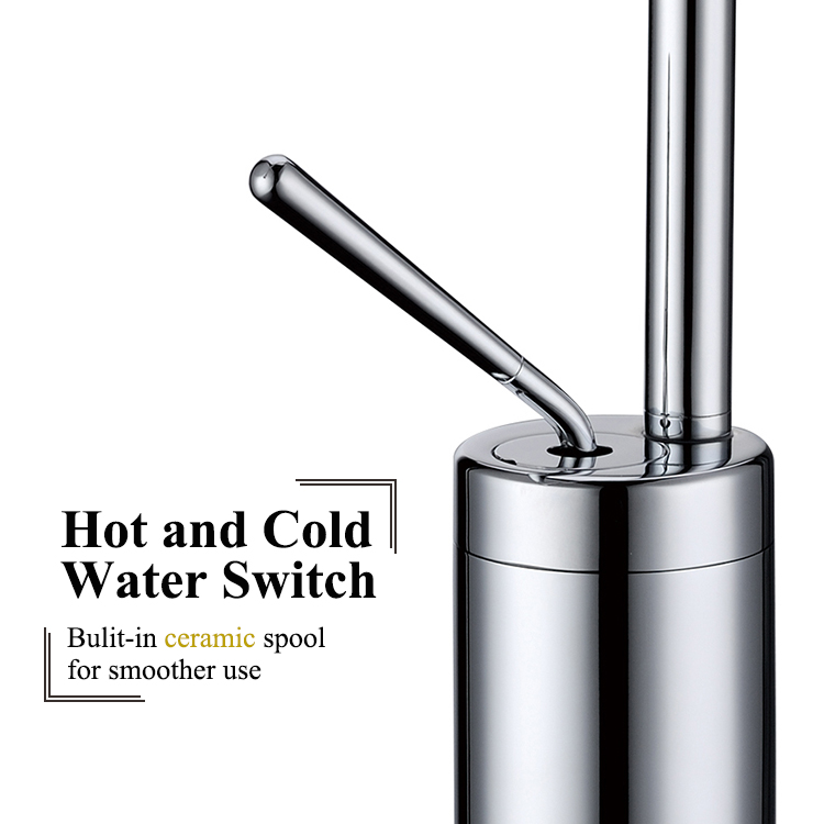 Single Lever Chrome Basin Mixer Modern Single Hole Deck Mounted Tap Bathroom Faucet
